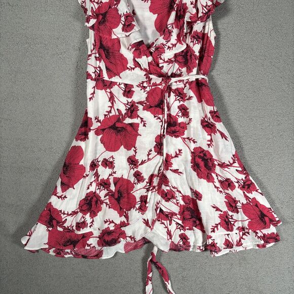 Free People Size S French Quarter Ivory Floral Print Wrap Mini Dress Bohemian - Picture 4 of 14